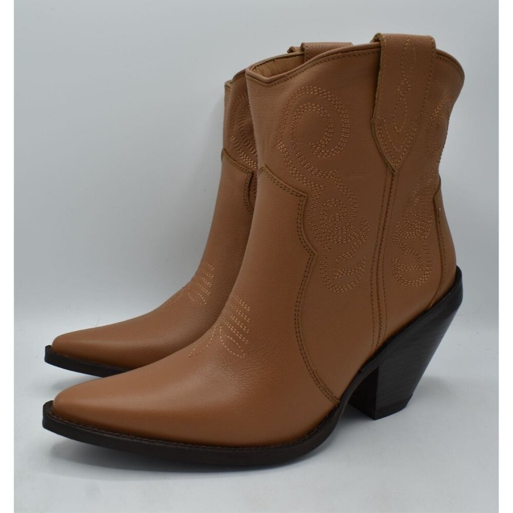 Dingo‎ Womens Size 10 Pretty N Prissy Camel Leather Pointed Toe Boots Shoes
